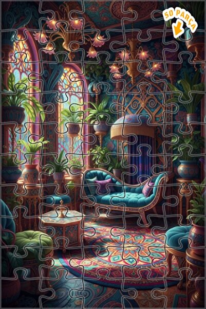 Teona Ahşap لغز خشبي مؤطر بطبقتين بمظهر لوحة زيتية لغرفة الحديقة السحرية 50 ق...