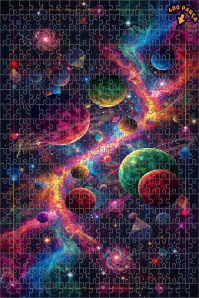 Teona Ahşap لغز خشبي ذو طبقتين بإطار ملون من سلسلة رقصة الكون، 400 قطعة، 35x35
