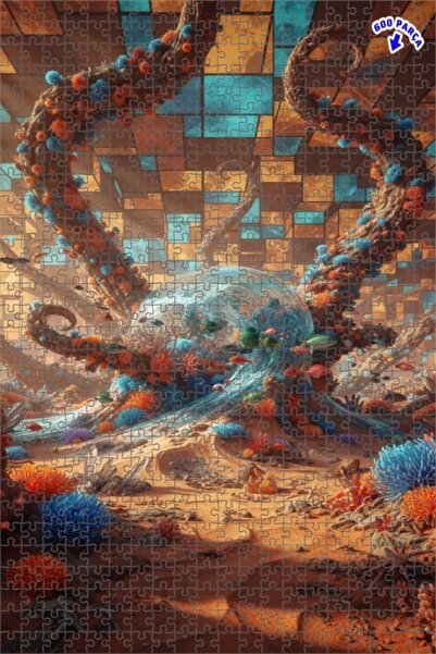 Teona Ahşap لغز خشبي رائع على شكل وحش المحيط ذو طابقين 600 قطعة 50x35