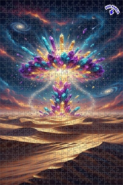 Teona Ahşap لغز خشبي ذو طبقتين من كوزميك كريستال ديزرت بوبس، 600 قطعة، 50x35 سم