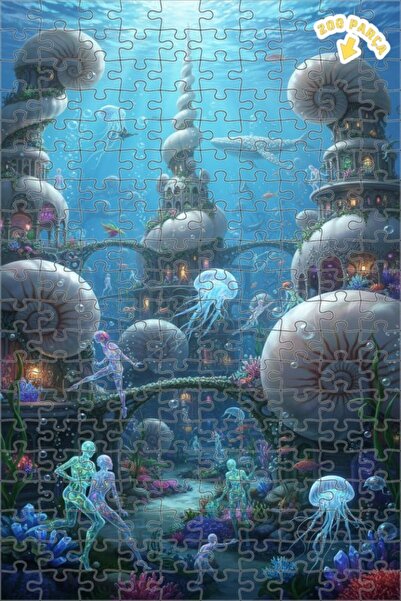 Teona Ahşap لغز خشبي بإطار مزدوج الطبقات بمظهر لوحة زيتية لمدينة تحت الماء را...