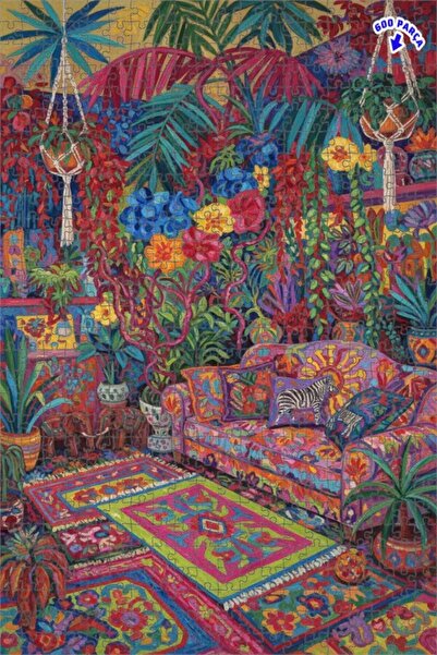 Teona Ahşap لغز خشبي مؤطر ذو طبقتين بتصميم بوهو تروبيكال جاردن بألوان زاهية 6...