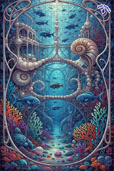 Teona Ahşap لوحة زيتية لرقصة الأسماك في قصر تحت البحر، لغز خشبي مؤطر ذو طبقتي...