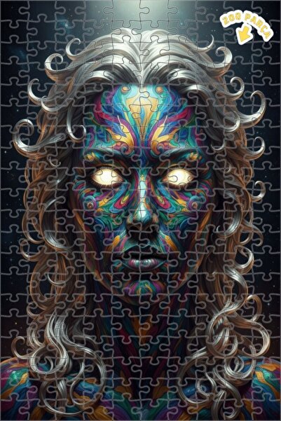 Teona Ahşap لغز خشبي مؤطر ذو طابقين بتصميم لوحة زيتية للمرأة الكونية الروحية،...