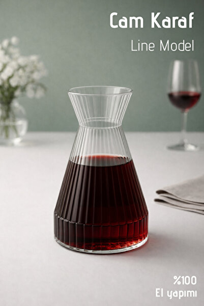 Nandy Home El Yapımı Cam, Line Model Karaf - Cam Sürahi