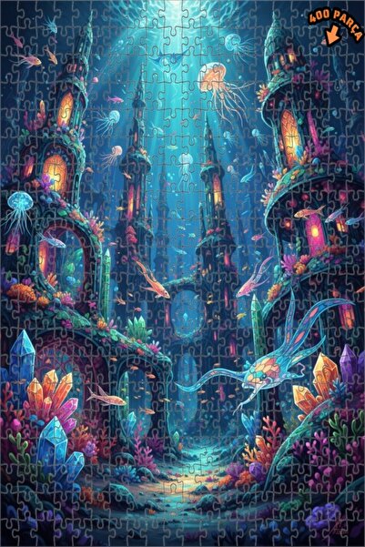 Teona Ahşap لغز خشبي مؤطر بطبقتين على شكل مدينة تحت الماء رائعة المظهر، فن رق...