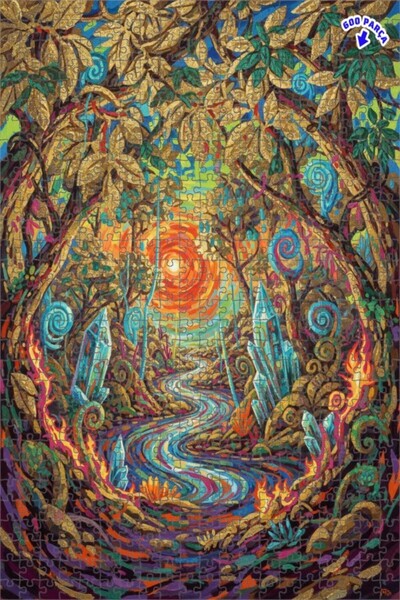 Teona Ahşap لغز خشبي على شكل مسار غابة كريستالية غامضة بمظهر ألوان مائية 600 ...