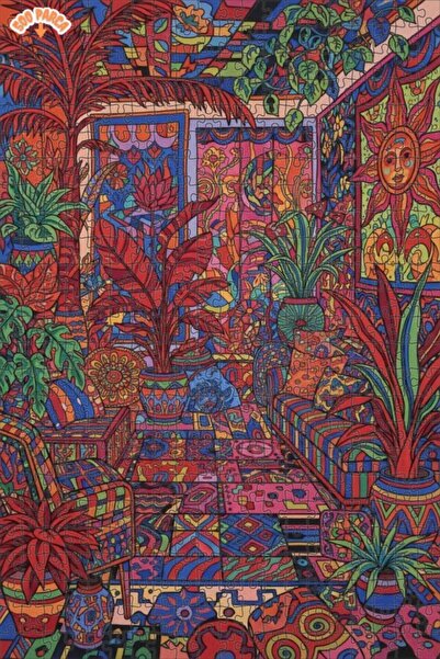 Teona Ahşap لغز خشبي ملون بتصميم غرفة استوائية وملمس زيتوني 500 قطعة 50x30