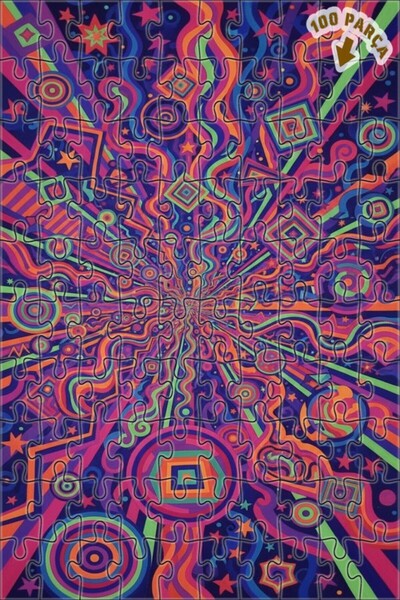 Teona Ahşap لغز خشبي بإطار مزدوج الطبقات بنمط سايكديليكي 100 قطعة 25x25