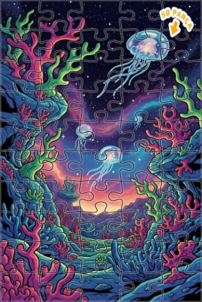 Teona Ahşap لغز خشبي مؤطر ذو طبقتين بتصميم مناظر طبيعية كونية لقنديل البحر ال...