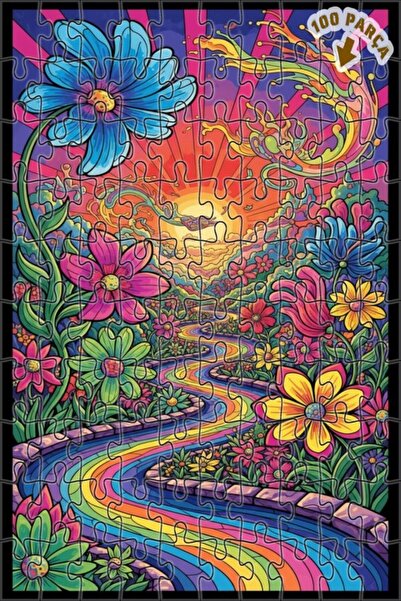 Teona Ahşap لغز خشبي ذو طبقتين على شكل شلال بلون السماء 100 قطعة 25x25