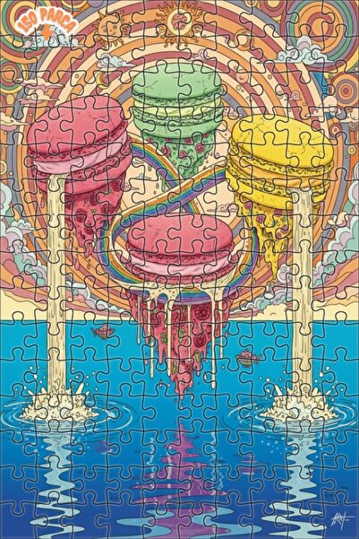 Teona Ahşap لغز خشبي مزدوج الطبقات على شكل شلال ماكارون من سايكيدليك، 150 قطع...