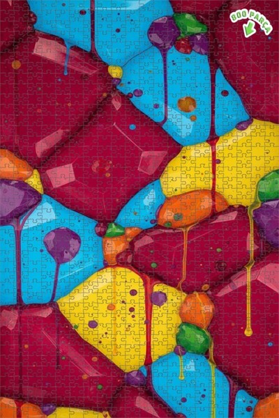 Teona Ahşap لغز خشبي ملون من Colorful Damla Art، لغز خشبي مؤطر بطبقتين، 800 ق...