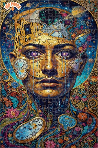 Teona Ahşap لوحة فنية خشبية مزدوجة الطبقات مطلية بالزيت بتصميم "الوقت يلتوي" ...