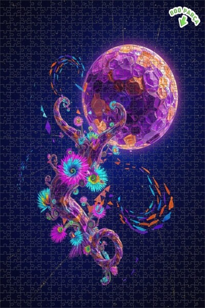 Teona Ahşap لغز فني على شكل شجرة كوكب كريستالي بمظهر الألوان المائية 800 قطعة...