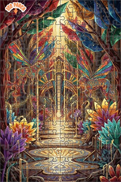 Teona Ahşap Magical Forest Winged Dogs Oil Painting Look Art 150 Pieces 20X30