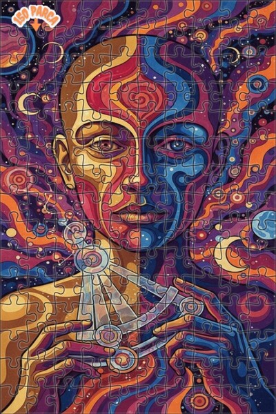 Teona Ahşap لوحة زيتية لشخصية بشرية مفعمات بالروحانية والروحية والكونية، لوحة...