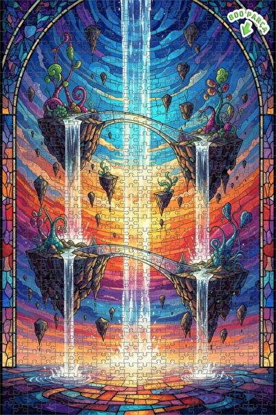 Teona Ahşap لغز خشبي رائع على شكل جسور الشلالات ذو طابقين 800 قطعة 70x50