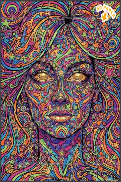 Teona Ahşap لغز خشبي بإطار مزدوج الطبقات بمظهر لوحة زيتية لوجه امرأة بتأثيرات...