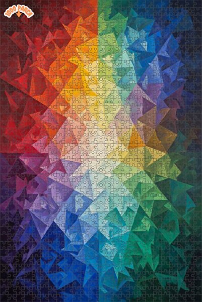 Teona Ahşap Rainbow Color Explosion Oil Painting Look Double-Layer Framed Woo...