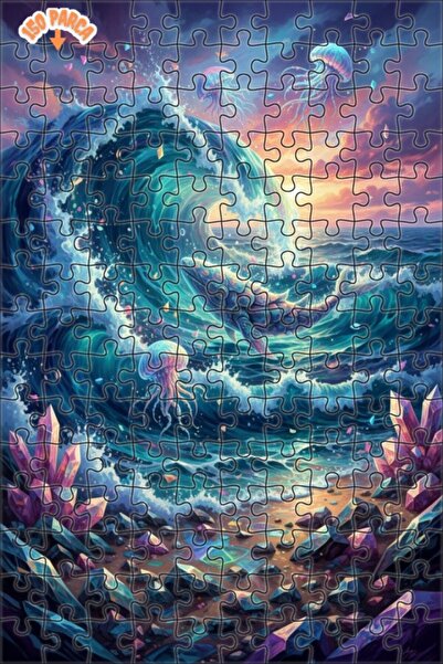 Teona Ahşap لغز فني رائع على شكل حوت المحيط وقنديل البحر مرسوم بالزيت 150 قطع...