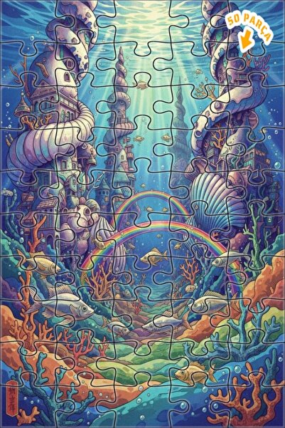 Teona Ahşap لغز خشبي ملون بإطار مزدوج الطبقات من مدينة تحت الماء الرائعة 50 ق...