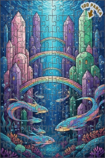 Teona Ahşap مدينة الكريستال السحرية تحت الماء، عالم الأسماك، رؤية فنية بالألو...