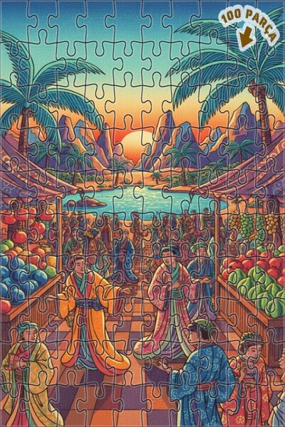 Teona Ahşap لغز خشبي مؤطر ذو طابقين من سينار المشهد القديم 100 قطعة 25x25