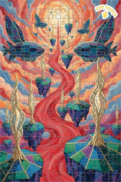 Teona Ahşap لغز خشبي بتصميم السفن الجوية والجزر العائمة ذات المظهر الواقعي، 2...