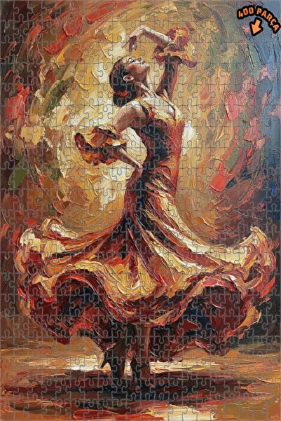 Teona Ahşap لغز فني على شكل راقصة اللهب بأسلوب الرسم الزيتي 400 قطعة 35x35