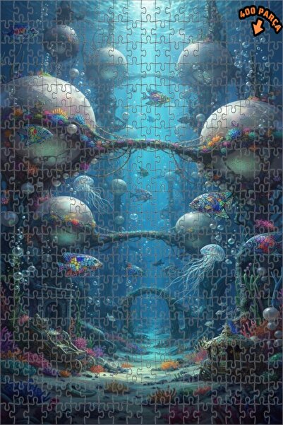 Teona Ahşap لغز خشبي رائع على شكل قلعة تحت الماء مرسومة بالزيت 400 قطعة 35x35