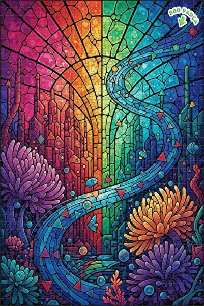 Teona Ahşap لوحة فنية من الزجاج المزخرف بنمط نهر قوس قزح، لوحة خشبية مزدوجة ا...