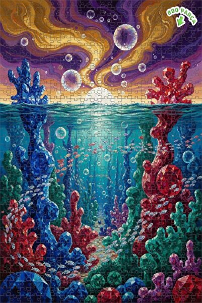 Teona Ahşap لغز خشبي بتصميم لوحة زيتية لمشهد كريستالي تحت الماء 800 قطعة 70x50