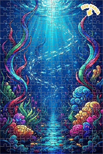 Teona Ahşap لغز خشبي ملون بتصميم مسار تحت البحر مع زجاج فسيفسائي فني وإطار مز...