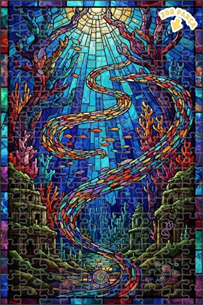 Teona Ahşap لغز خشبي ملون بتصميم زجاجي ملون يشبه الأحلام تحت الماء، لغز خشبي ...