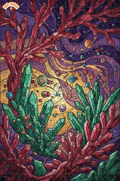 Teona Ahşap Crystal Garden Mosaic Double-Decker Framed Wooden Puzzle 500 Piec...