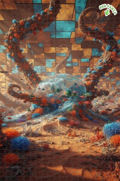 Teona Ahşap لغز خشبي رائع على شكل وحش المحيط ذو طابقين 800 قطعة 70x50