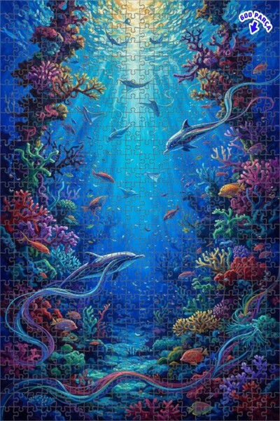 Teona Ahşap لغز خشبي رائع بمظهر لوحة زيتية تحت الماء 600 قطعة 50x35