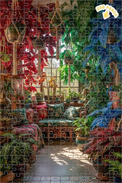 Teona Ahşap لغز خشبي مؤطر ذو طبقتين بتصميم حدائق نباتية ملونة 200 قطعة 25x35