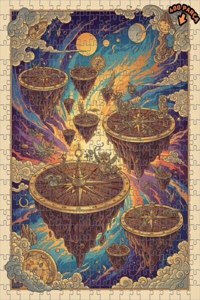 Teona Ahşap لغز خشبي ذو طبقتين من سلسلة جزيرات البوصلة السماوية 400 قطعة 35x35