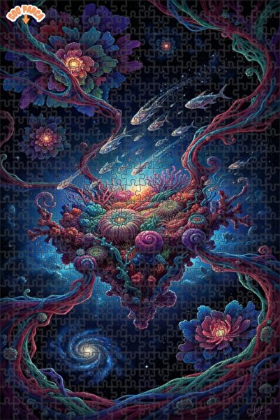 Teona Ahşap لغز خشبي مؤطر ذو طابقين بتصميم لوحة زيتية لسحر تحت الماء المجرمي،...