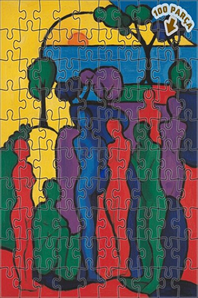 Teona Ahşap لوحة فنية حديثة بأشكال تجريدية ملونة بالزيت، لغز خشبي مؤطر بطبقتي...