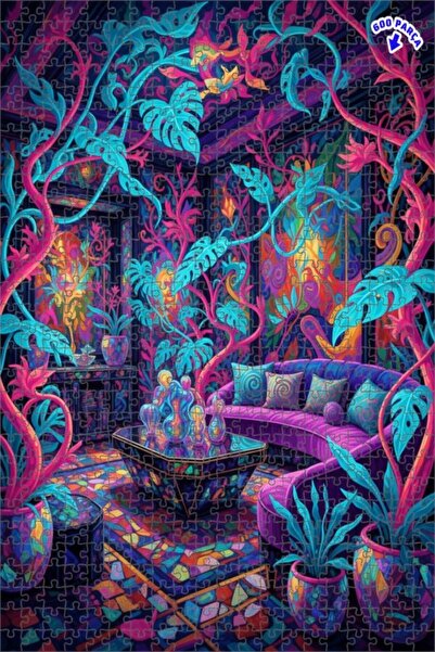 Teona Ahşap لوحة زيتية لغرفة الغابة السايكيديلية، لغز خشبي مؤطر ذو طابقين، 60...