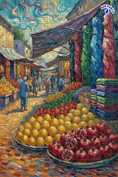 Teona Ahşap لوحة زيتية لمشهد سوق نابض بالحياة، لوحة فنية ذات طابقين مؤطرة، لغ...