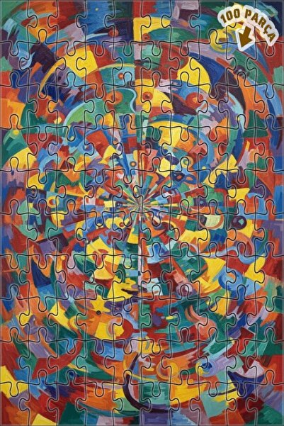 Teona Ahşap لغز خشبي مؤطر ذو طابقين بتصميم تجريدي بمظهر الطلاء الزيتي من سلسل...