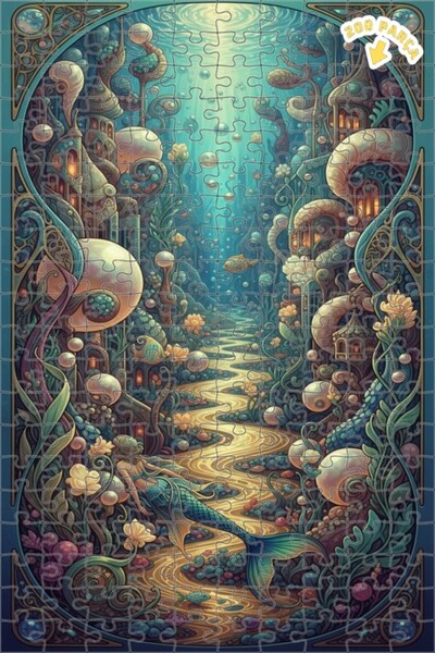 Teona Ahşap لوحة زيتية لمنظر حورية البحر الخيالية 200 قطعة مقاس 25x35