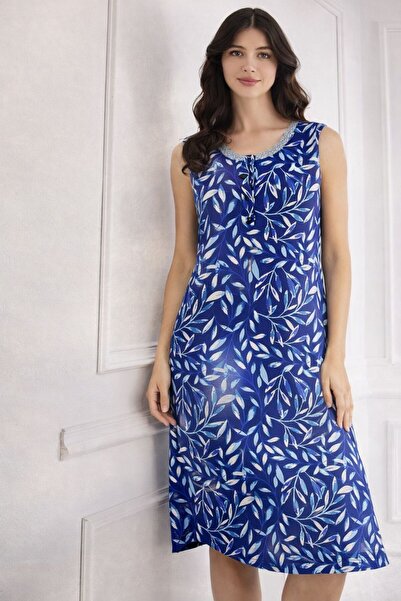 SCM LINGERIE KADIN KALIN ASKILI DESENLİ VİSKON ELBİSE
