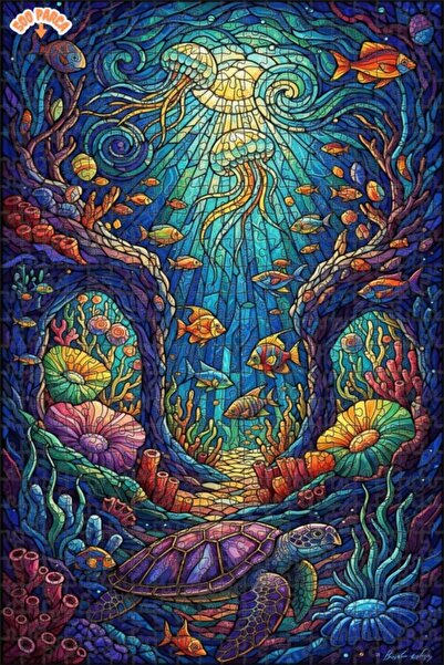 Teona Ahşap Magical Undersea Mosaic Art Double Layer Framed Wooden Puzzle 500...