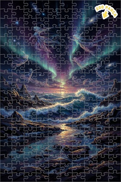 Teona Ahşap لغز خشبي مؤطر ذو طابقين بتصميم فني رقمي من سكاي دانس أورورا، 200 ...