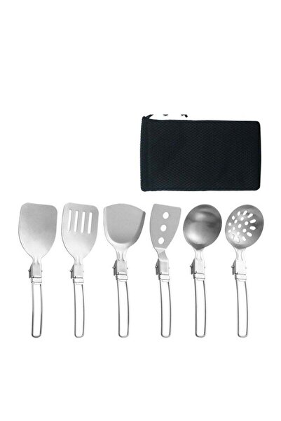 Arabest Silver 6pcs Folding Baking Kitchen Utensils Set, Portable Cooking Too...